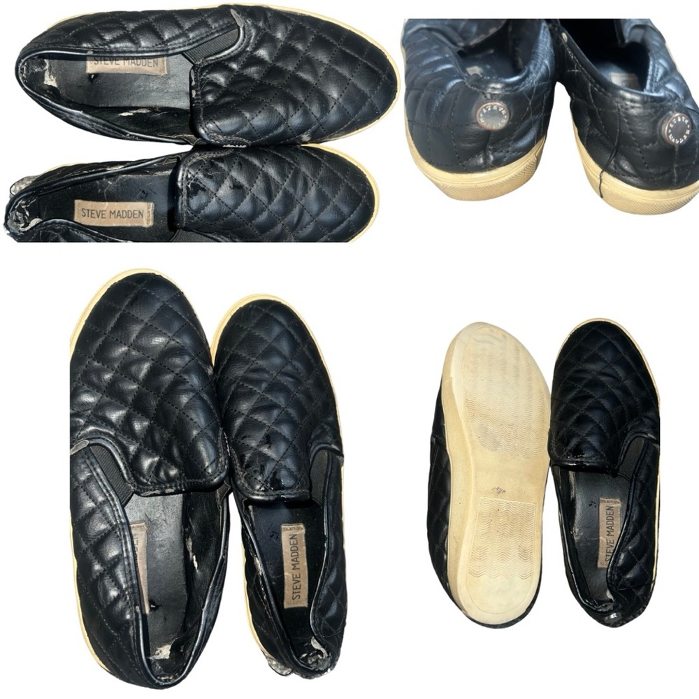 Steve Madden Black and Tan Sneakers with Quilted Design
